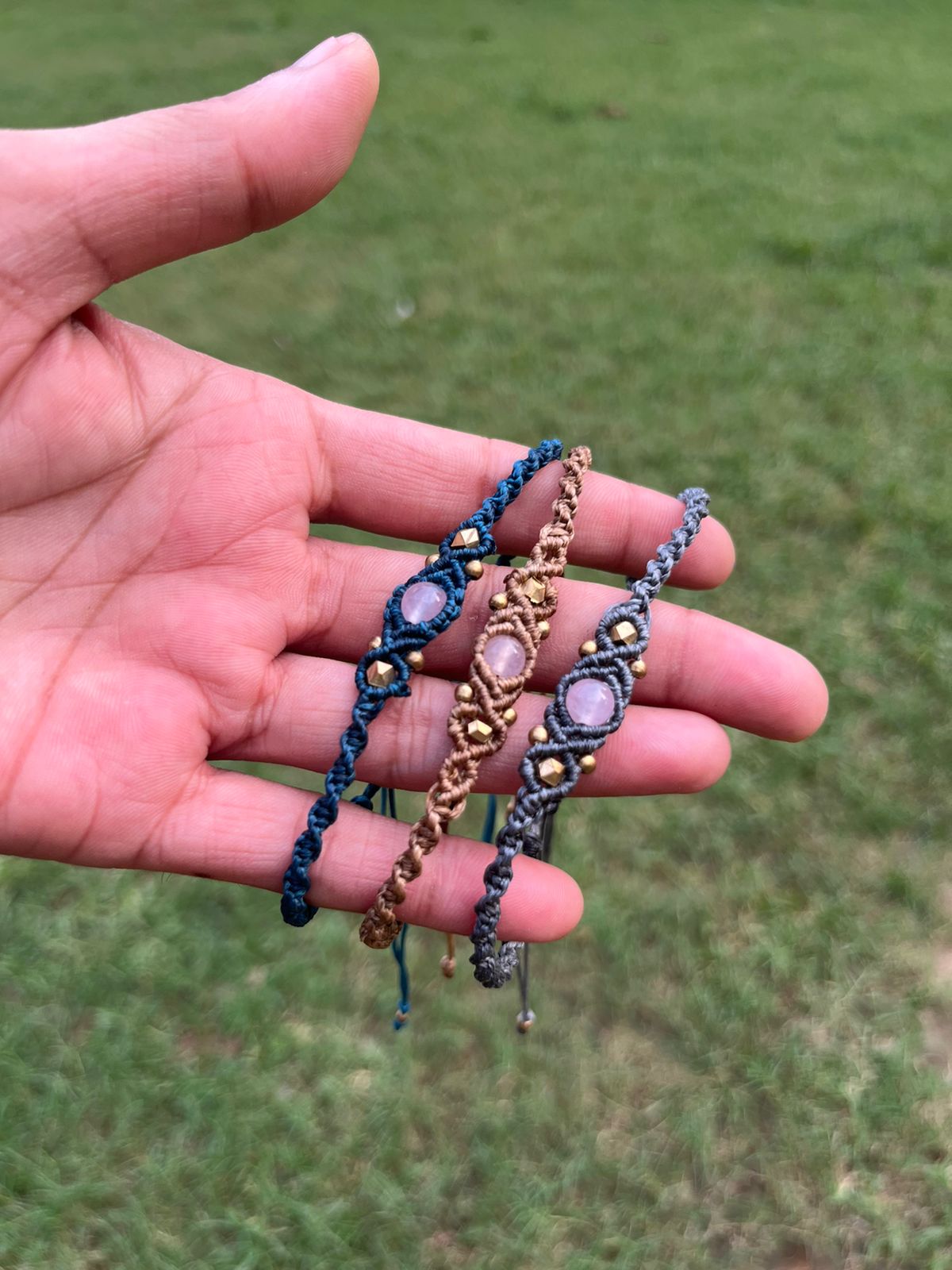 Macrame Rose quartz Crystal Bracelet cum anklet