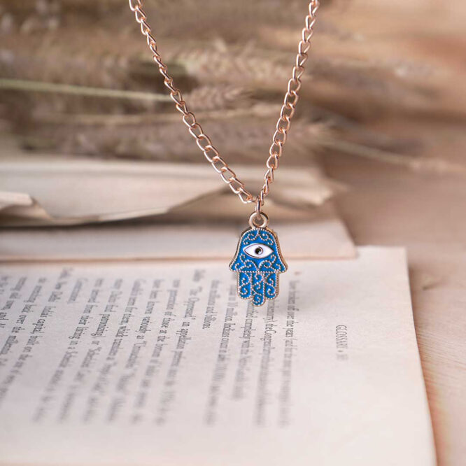 Evil Eye Hamsa Hand Pendant with Chain