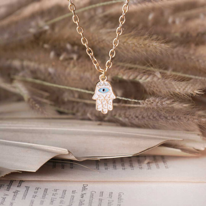 Evil Eye Hamsa Hand Pendant with Chain