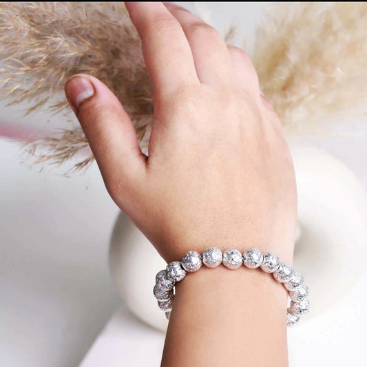 Lava silver metallic stone bracelet