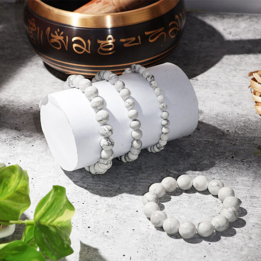 Howlite Round Beads Bracelet