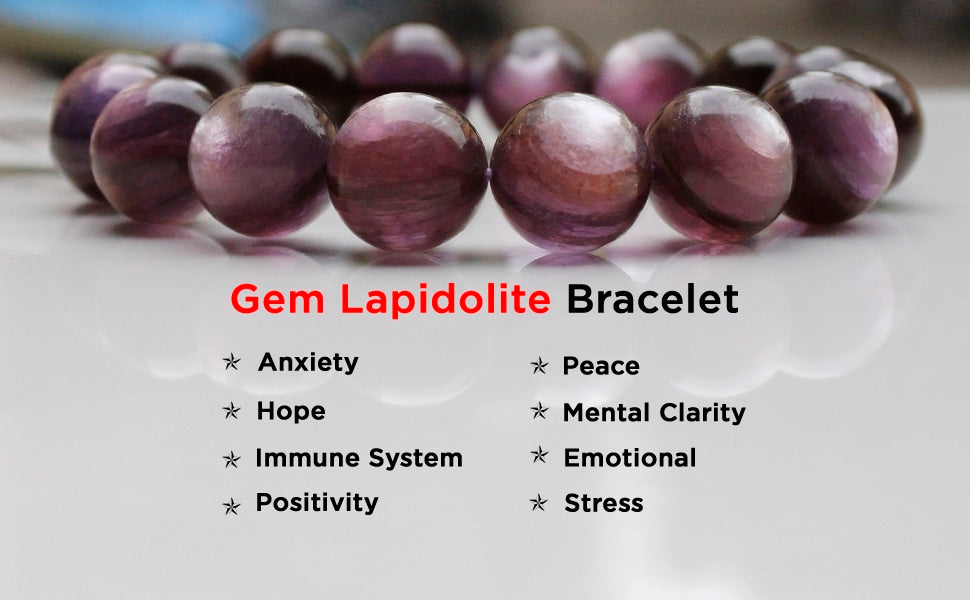 Premium Gem Lepidolite Round Beads Bracelet