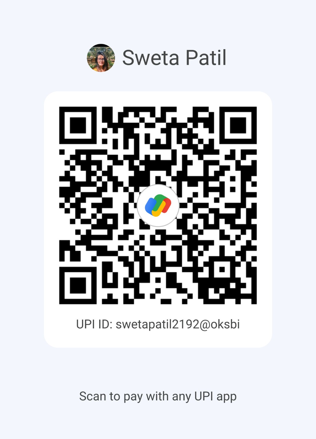 UPI payment QR for Sweta Patil